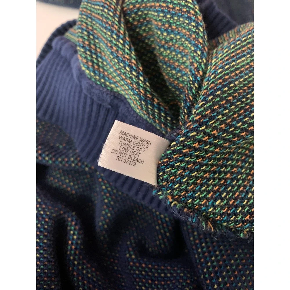St Croix 2XL Mens V Neck Sweater‎ Textured Blue with Colorful Flecks